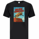 A racoon jumping off a garbage truck with the words Mission Impawssible written above it on a black t-shirt