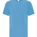 Front view of blank aquatic blue t-shirt