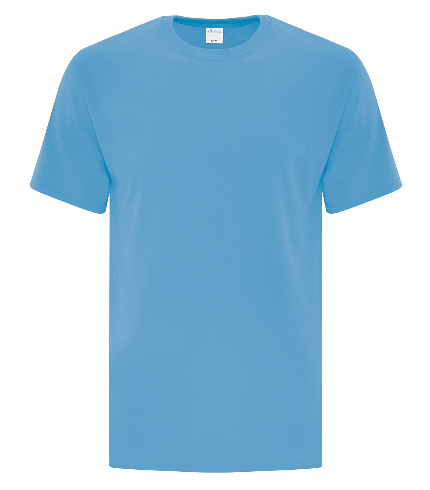 Front view of blank aquatic blue t-shirt
