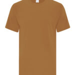 Front view of blank caramel coloured t-shirt
