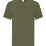 Front view of blank military green t-shirt