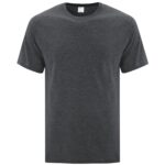 Front view of blank dark heather grey t-shirt