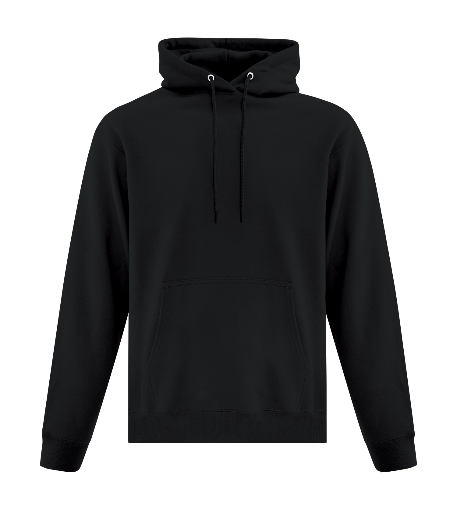 Front view of blank black hoodie