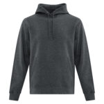 Front view of blank dark heather grey hoodie