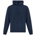 Front view of blank navy blue hoodie